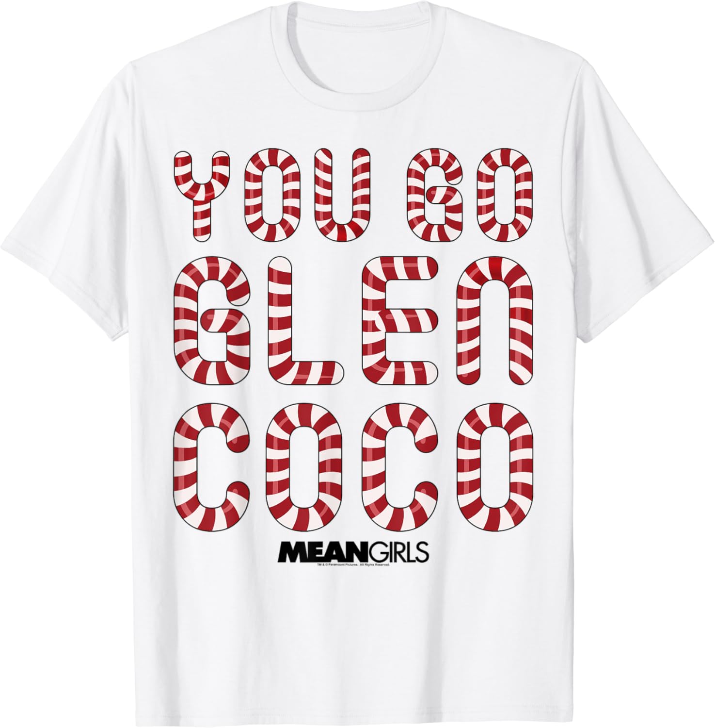 Mean Girls Go Glen Coco Candy Cane Print Graphic TShirt